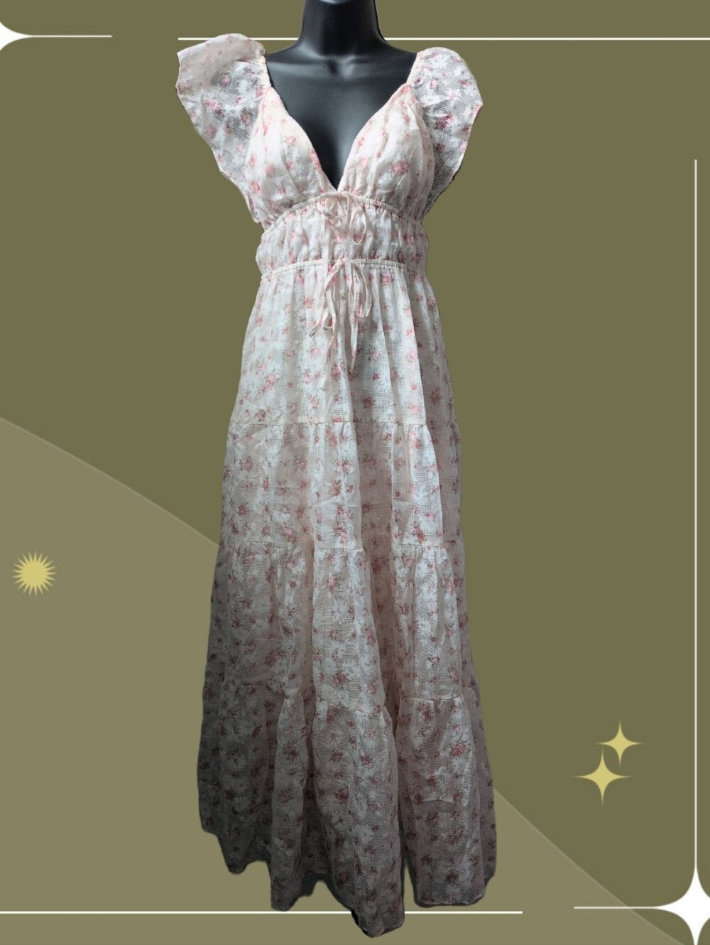 ✨Altar'd State Elisa Enchanted Floral & Gingham Ruffled Dress XS